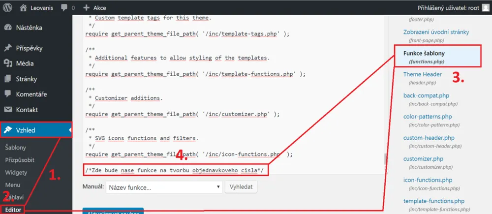 Nasazení kódu do Wordpressu