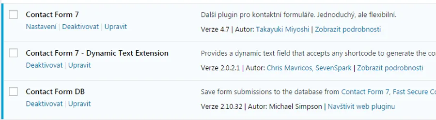 Ukázka instalace Contact Form 7