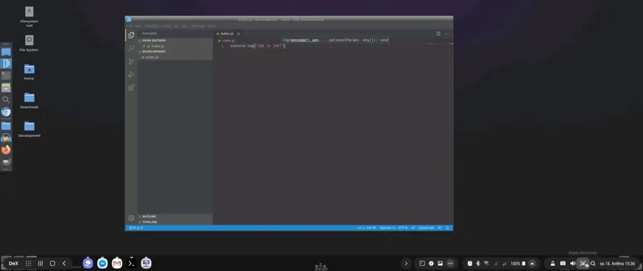 Samsung Dex umí spustit dokonce Visual Studio Code